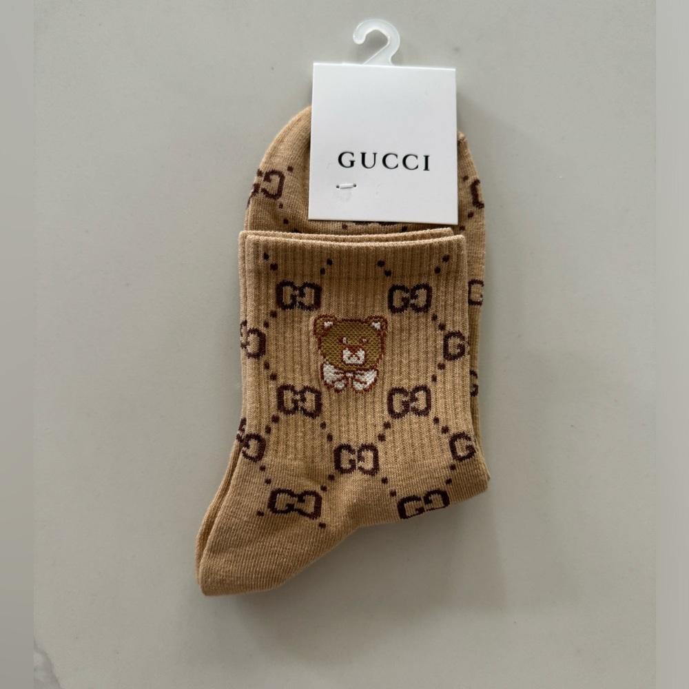 Gucci Beige Socks with Bear